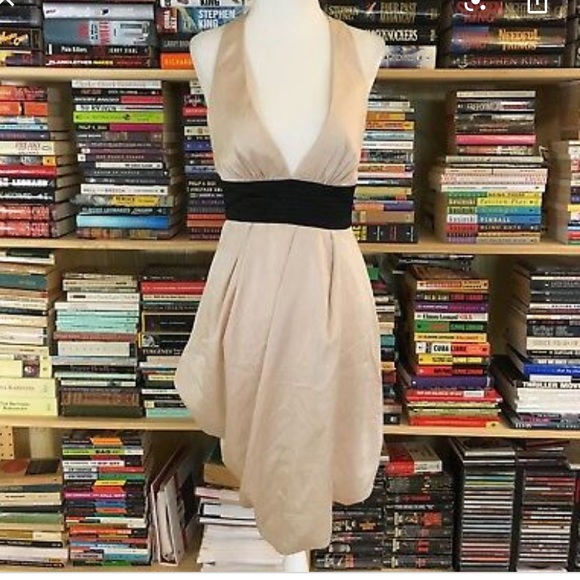 BCBG Cream and Black Halter Dress. - Picture 6 of 8
